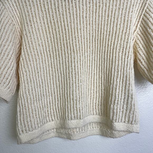 Stockholm Atelier & Other Stories Knit Top Womens XS Cream Pullover Short Sleeve - Picture 4 of 11